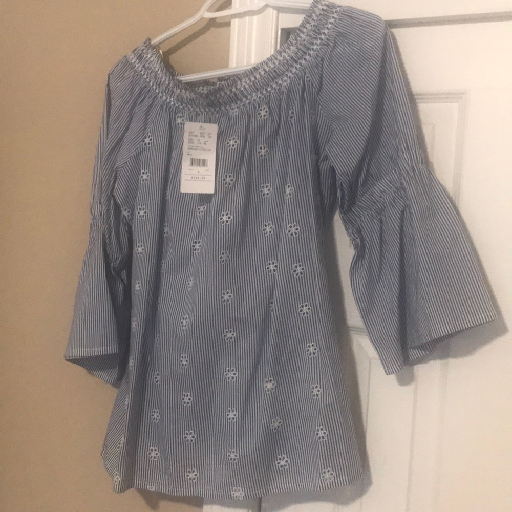 Off the shoulder eyelet blouse